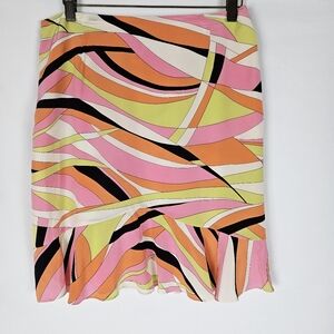 Talbots Pink and Orange Asymmetrical Skirt